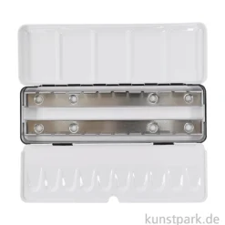 Aquarell-Leerkasten aus Metall für 24 halbe oder 12 ganze Näpfe