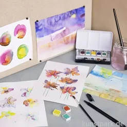 Aquarellmalerei Starter Set mit Farben, Papier und Pinsel