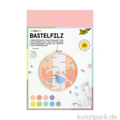 Bastelfilz in Pastellfarben, 20 x 30 cm, 10 Blatt, 150g