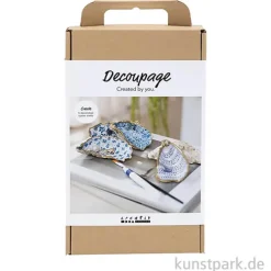 Bastelset Decoupage, Austernschalen, Blau Weiß Gold