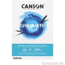 Canson GRADUATE Aquarellpapier Block, DIN A4, 20 Blatt, 250 g/m², Fein
