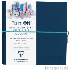 Clairefontaine Paint'ON Buch - 32 Blatt, Gekörnt, 250 g/m², 19 x 19 cm