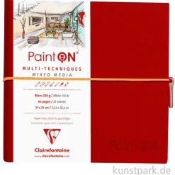 Clairefontaine Paint'ON Buch - 32 Blatt, Weiß, 250 g/m², 19 x 19 cm