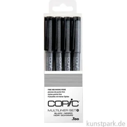 COPIC Multiliner Set - Schwarz, 4 Strichstärken, 0,03-0,3 mm