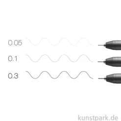 COPIC Multiliner Set - Schwarz, 3 Strichstärken, 0,05-0,3 mm