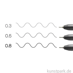COPIC Multiliner Set - Schwarz, 3 Strichstärken, 0,3-0,8 mm