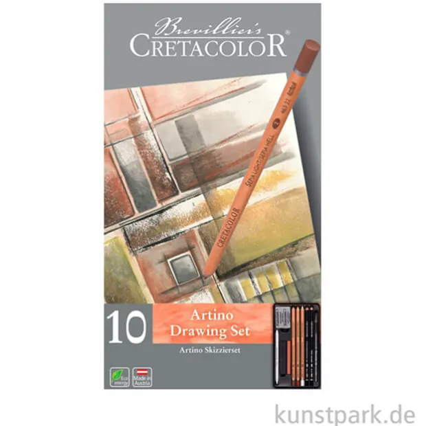 Cretacolor ARTINO - 10 teiliges Skizzierset im Metalletui