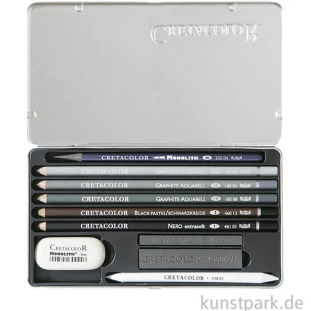 Cretacolor ARTINO Graphite, Metalletui 10 teiliges Graphitset