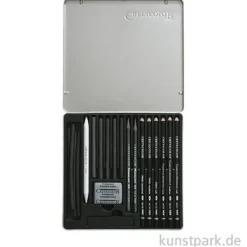 Cretacolor BLACK BOX - 20 teiliges Kohleset im Metalletui