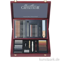Cretacolor SELECTION - 53 teiliges Profi-Künstler Set in Holzkassette