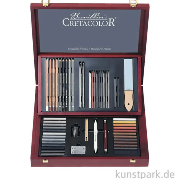 Cretacolor SELECTION - 53 teiliges Profi-Künstler Set in Holzkassette