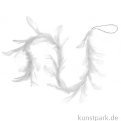 Deko Feder-Girlande, Weiß, Länge 70 cm
