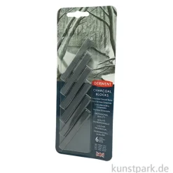 Derwent CHARCOAL, 6 gepresste Kohlestäbe mit 3 verschiedenen Härten