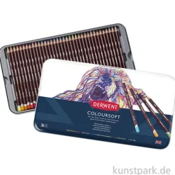 Derwent COLOURSOFT, 36 weiche Farbstifte im Metalletui