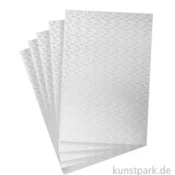 Designkarton Silber - Christliche Fische, DIN A4, 5 Blatt, 200g