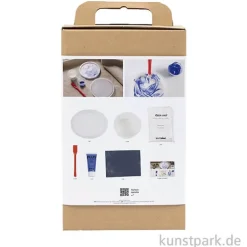 DIY Set - Tablett Gießen mit Marmorierung, Blau, Weiß