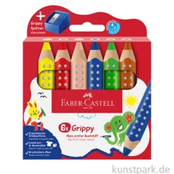 Faber-Castell Grippy Buntstifte für Kinder, 6er Set mit Spitzer