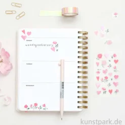 Foliensticker - La Vie en Rose, Herzen + Blumen, 4 Bögen