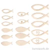 Furnierholz Fische, Natur, 4-6 cm, Stärke 1 mm, 16 Stück