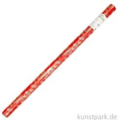 Geschenkpapier - Christmas Rocks, Tannenzweige, Rot, 200 x 70 cm