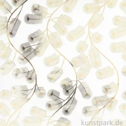 Geschenkpapier - Christmas Rocks, Tannenzweige, Weiß, 200 x 70 cm