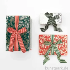 Geschenkpapier - Christmas Rocks, Tannenzweige, Rot, 200 x 70 cm