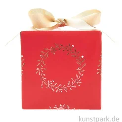 Geschenkpapier - Rot mit goldenen Kränzen, 200 x 70 cm