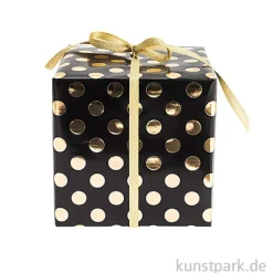 Geschenkpapier - Schwarz mit Gold Punkte, 200 x 70 cm