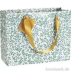 Geschenktasche Premium Smaragd mit Anhänger, 32 x 24,5 cm