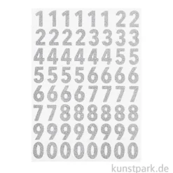 Glitzer Sticker - Zahlen, Silber