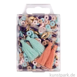 Heishi Perlen Set mit Schmuckzubehör, Arabisch Blau