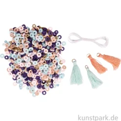 Heishi Perlen Set mit Schmuckzubehör, Arabisch Blau
