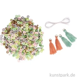 Heishi Perlen Set mit Schmuckzubehör, Orientgrün