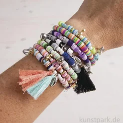 Heishi Perlen Set mit Schmuckzubehör, Rosé
