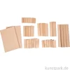 Holz Klötzchen + Platten zum Basteln, Natur, Mini, 34er Set