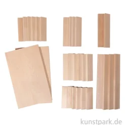 Holz Klötzchen + Platten zum Basteln, Natur, 30er Set