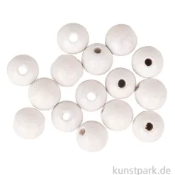 Holzperlen, Weiß, matt, 10 mm, 35 Stück