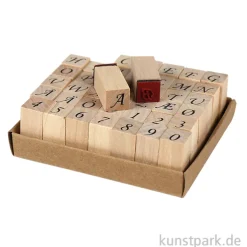 Holzstempel - Alphabet Romantik, 1,3 cm, 42 Stück sortiert