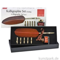 Kalligraphie-Set 8-teilig Schreibfeder mit Tintenfass