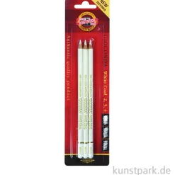 Koh-I-Noor Kohlestifte Set - Weiße Reißkohle in 3 Härtegraden