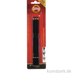 Koh-I-Noor Kohlestifte Set - Schwarze Reißkohle in 3 Härtegraden