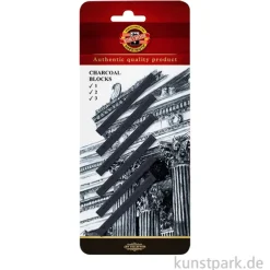 Koh-I-Noor Zeichenkohle Set - Kohlestäbchen in 3 Härtegraden, 6 Stück