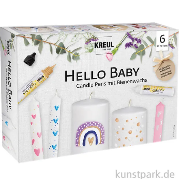 KREUL Candle Pen - Hello Baby Set mit 6 Kerzenstiften