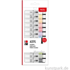 Marabu Acrylfarben Set - Pastell, 12 x 12 ml