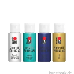 Marabu Super Cell Pouring Farben - Ocean, 4 x 60 ml