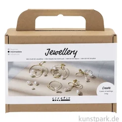 Mini Bastelset Schmuck, Drahtohrringe mit Wachsperlen, Vergoldet
