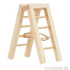 Miniatur Stehleiter, Holz, Natur, 2,4 x 3,5 x 7,5 cm