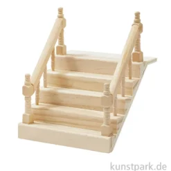 Miniatur Treppe mit Handlauf, Holz, Breite 10,5 cm