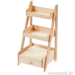 Miniatur Treppenregal, Holz, Natur, 5,1 x 5,1 x 10,9 cm