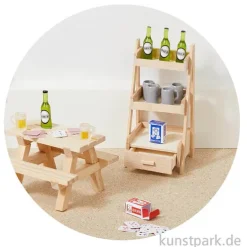 Miniatur Treppenregal, Holz, Natur, 5,1 x 5,1 x 10,9 cm